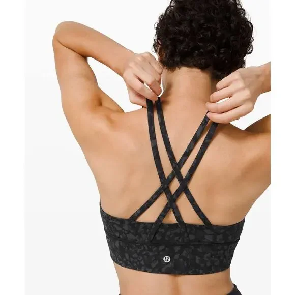 Lululemon Energy Bra Long Line *Medium Support Wild Thing Camo Deep Coal Size 6 - Picture 2 of 8